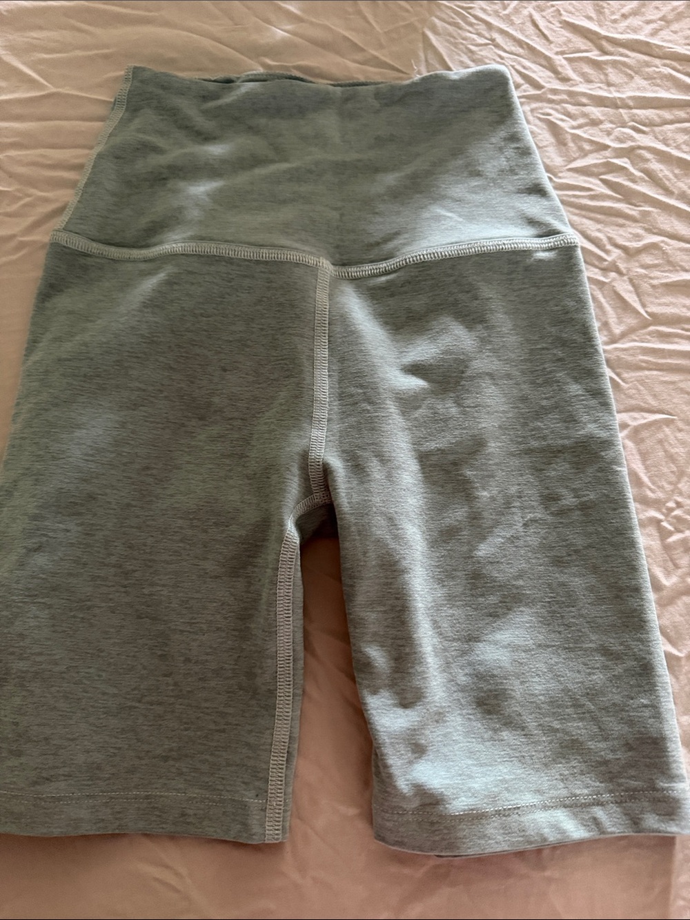 Beyond Yoga High-Waist Biker Shorts in Light Sage